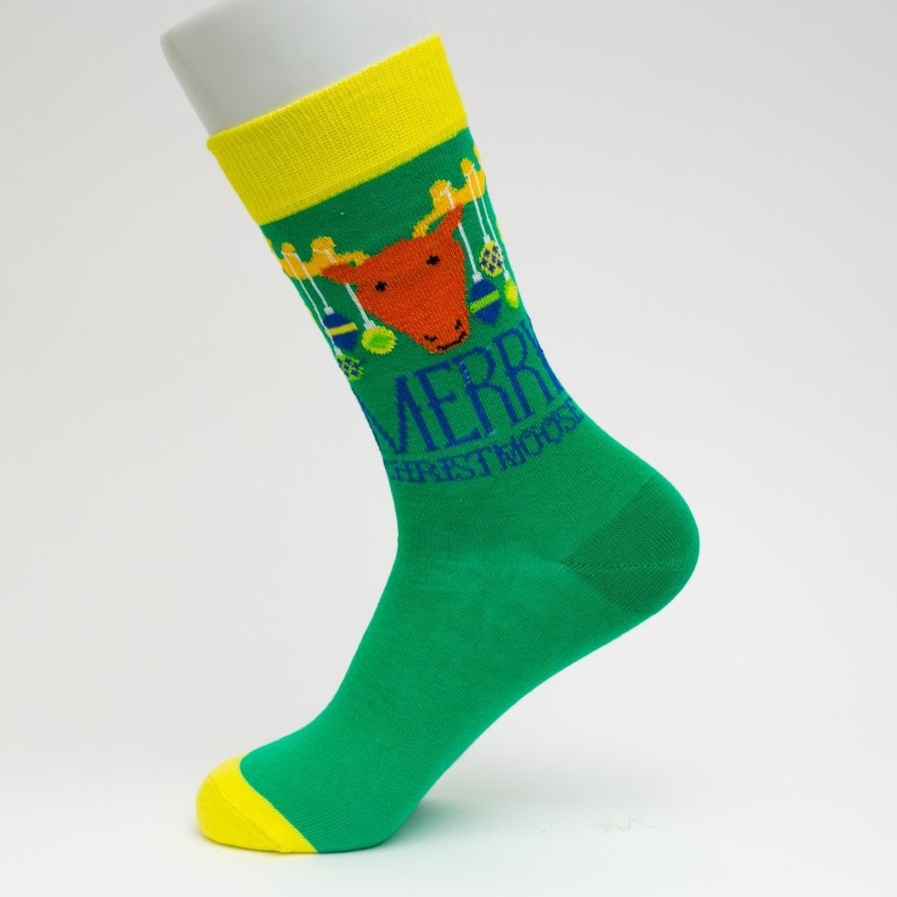 Merry Christmoose Themed Mid Calf Length Socks